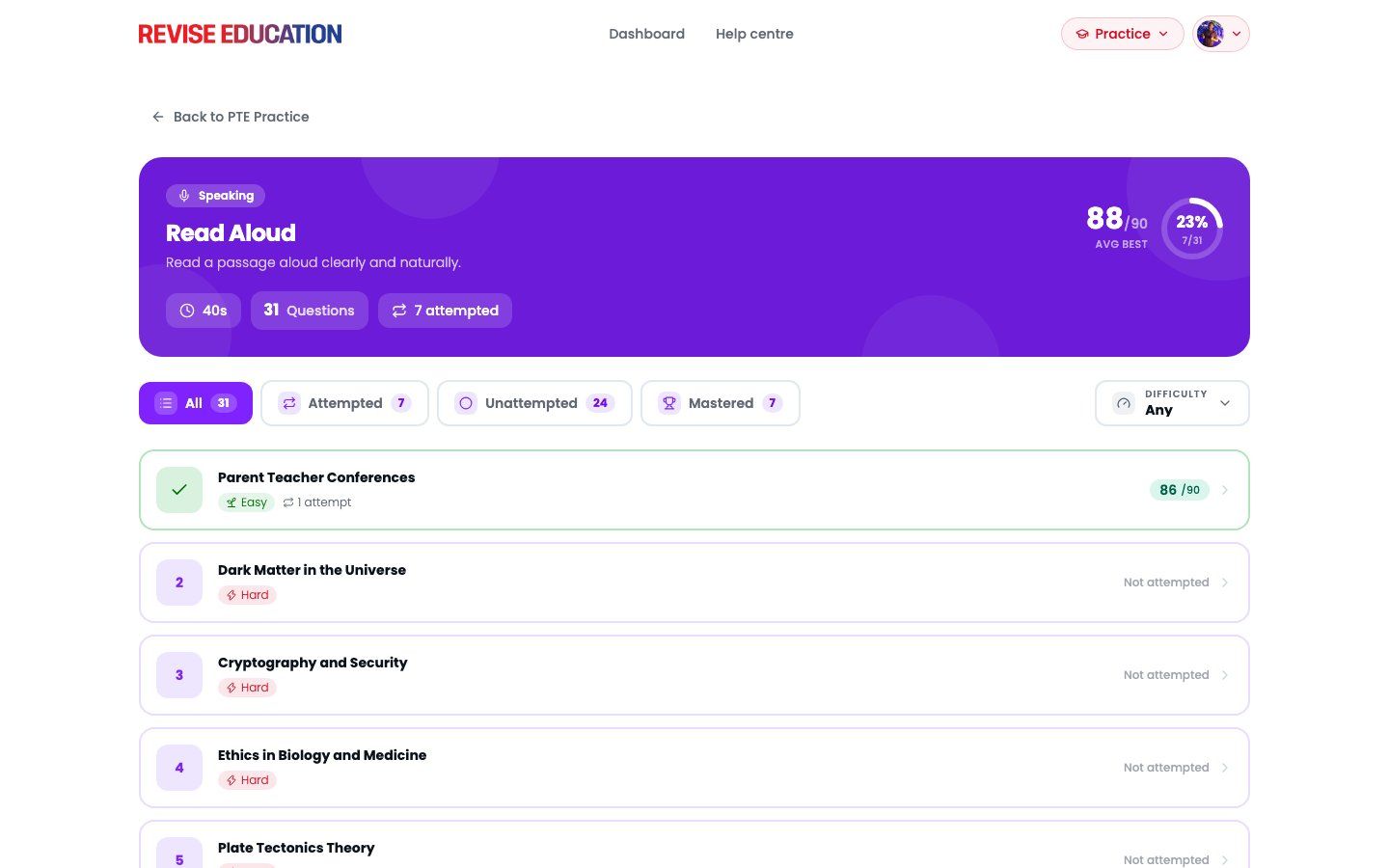 Revise Education question bank browser